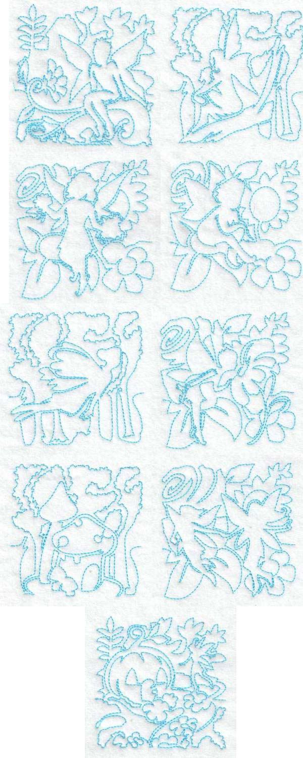 Continuous Line Fairy Blocks Embroidery Machine Design Details