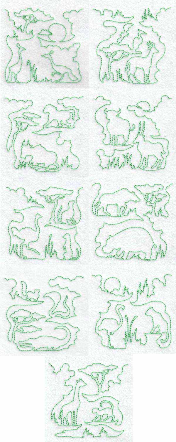 Continuous Line Savanna Blocks 2 Embroidery Machine Design Details