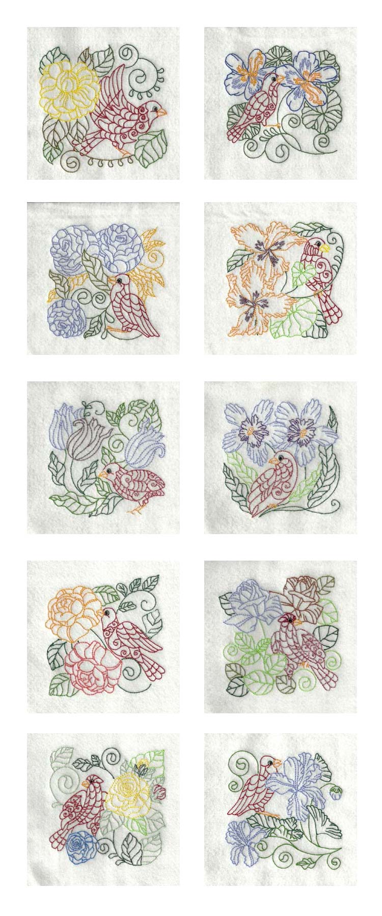 Colorline Birds Embroidery Machine Design Details
