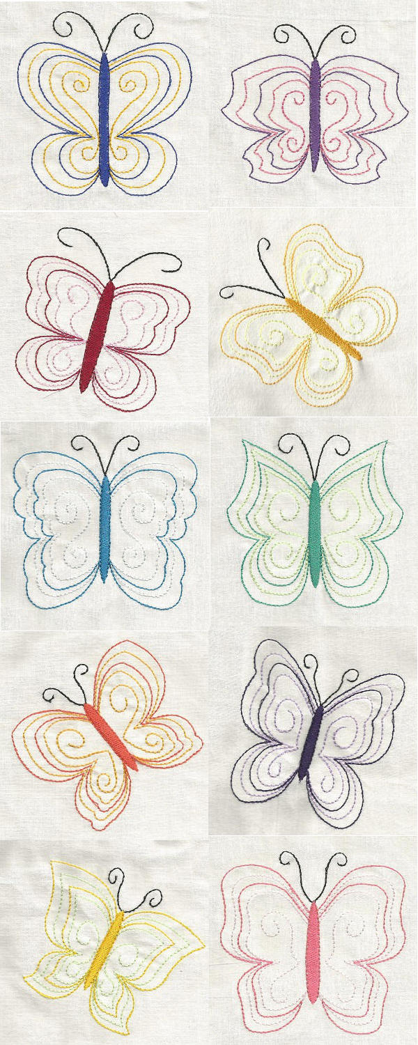 Colorline Butterflies Embroidery Machine Design Details