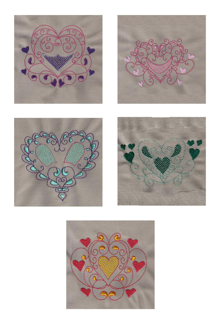 Colorline Hearts Embroidery Machine Design Details