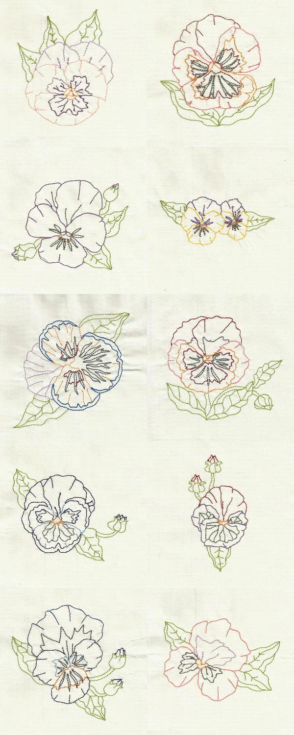 Colorline Pansies Embroidery Machine Design Details