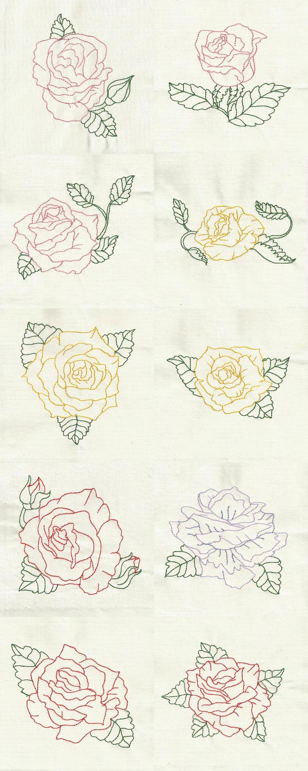 Colorline Roses Embroidery Machine Design Details