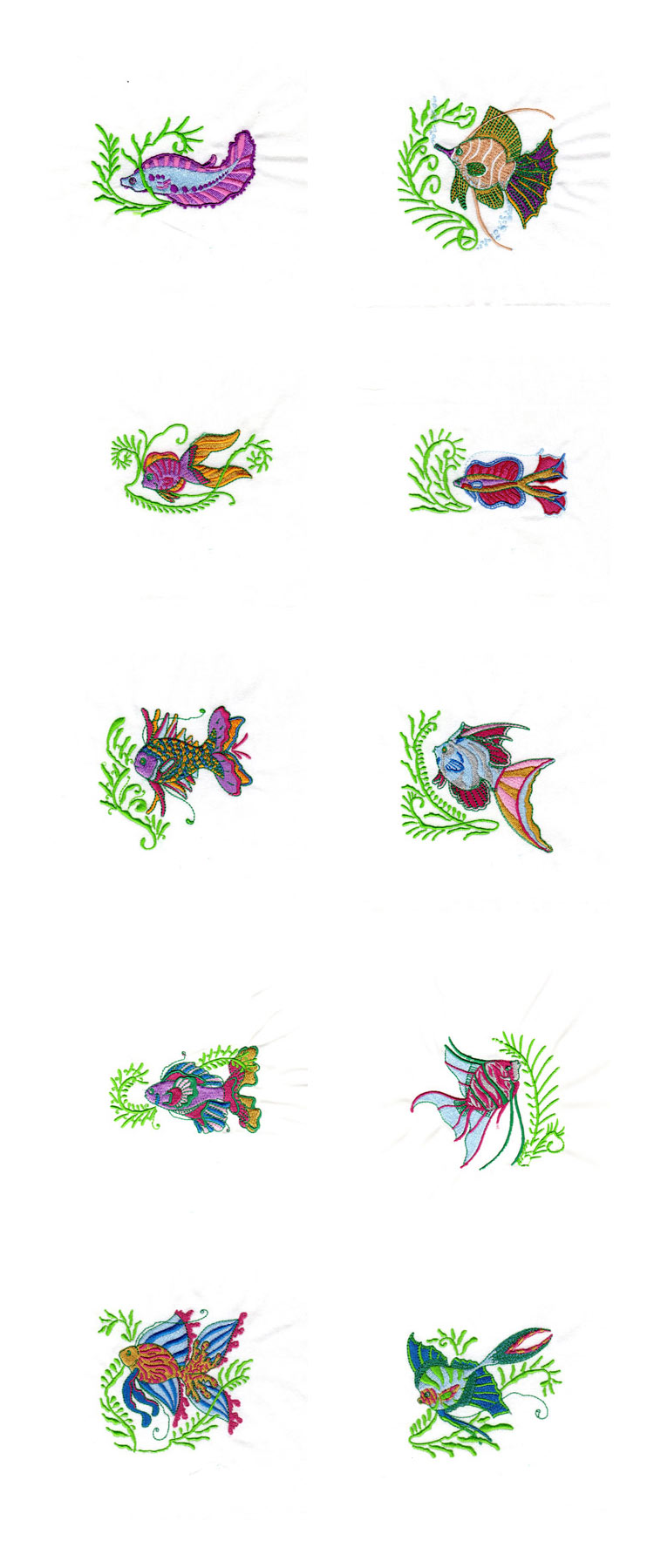 Colorful Tropical Fish Embroidery Machine Design Details