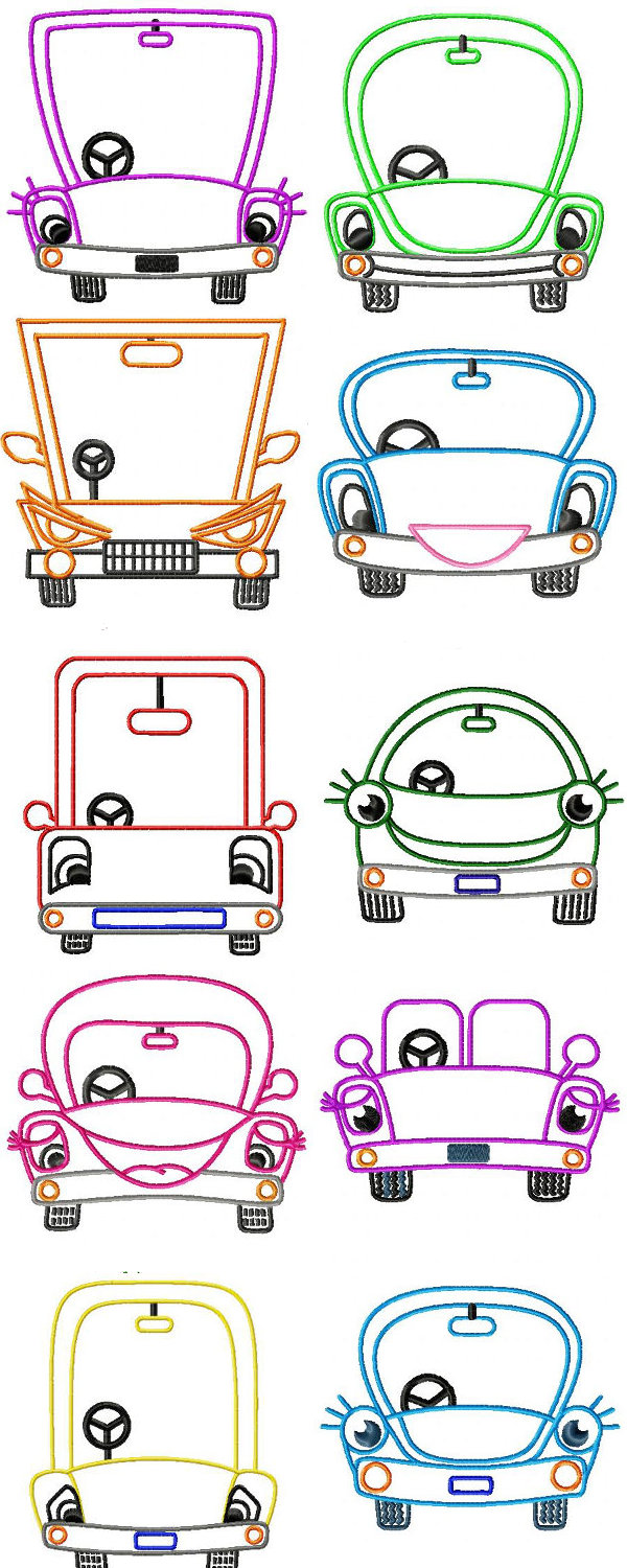 Colorwork Cars Embroidery Machine Design Details