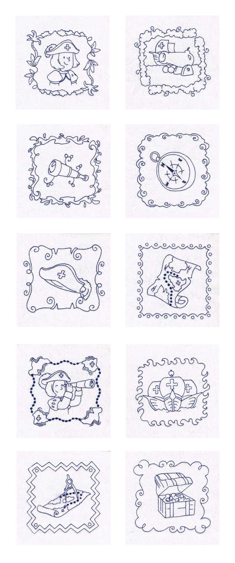 Columbus Day Quilt Blocks Embroidery Machine Design Details