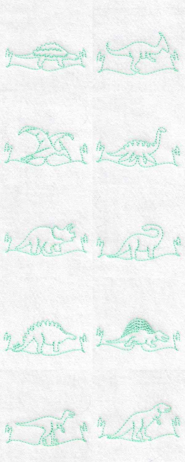 Continuous Line Dino Borders Embroidery Machine Design Details
