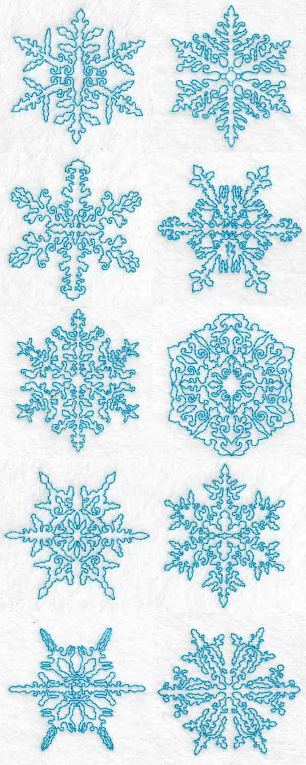 Continuous Line Snowflakes Embroidery Machine Design Details