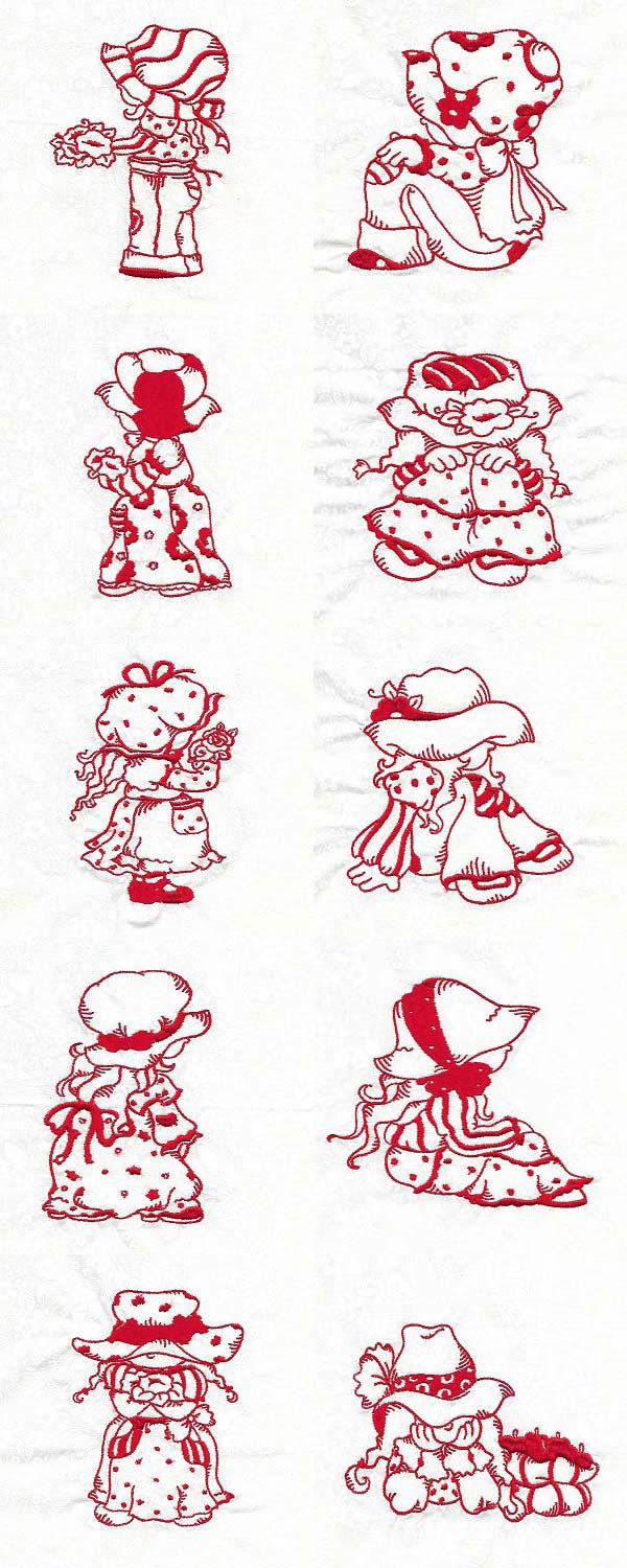 Country Sunbonnets Embroidery Machine Design Details