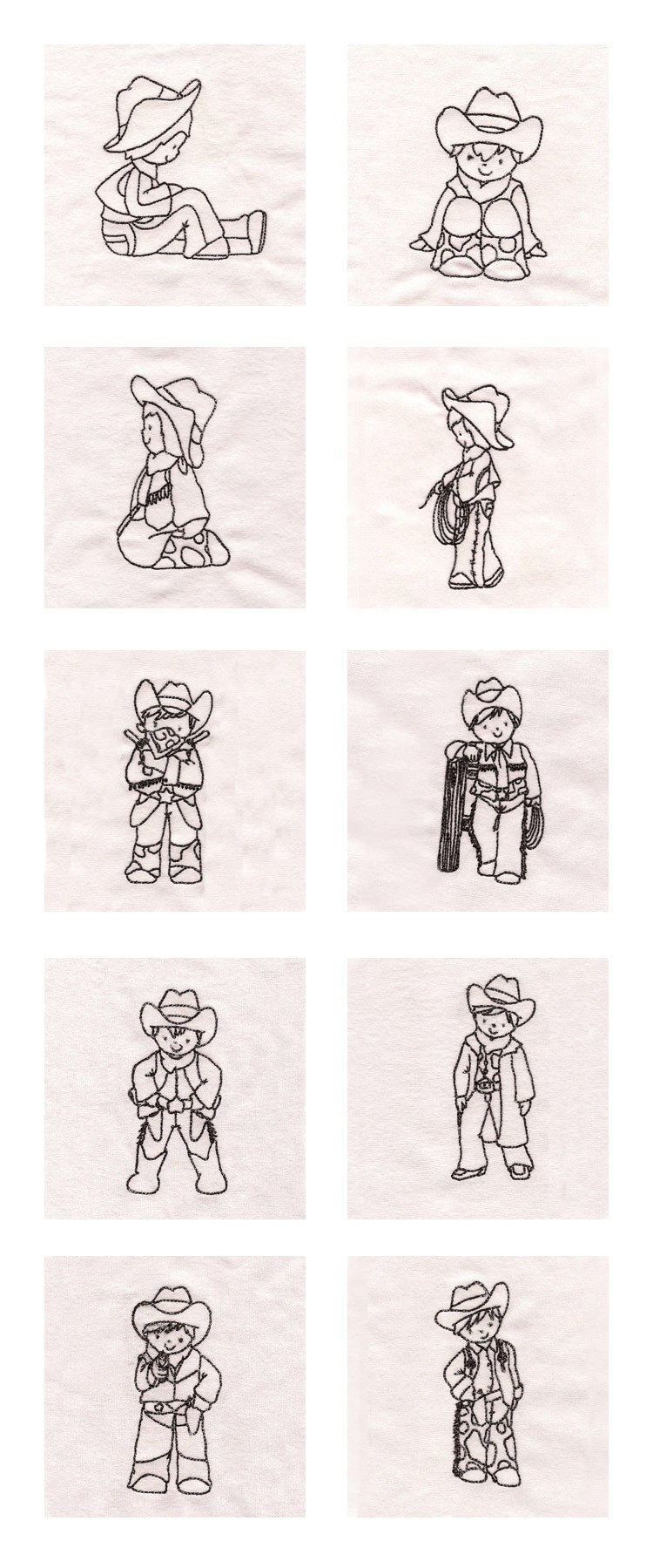 Redwork Cowboys Embroidery Machine Design Details