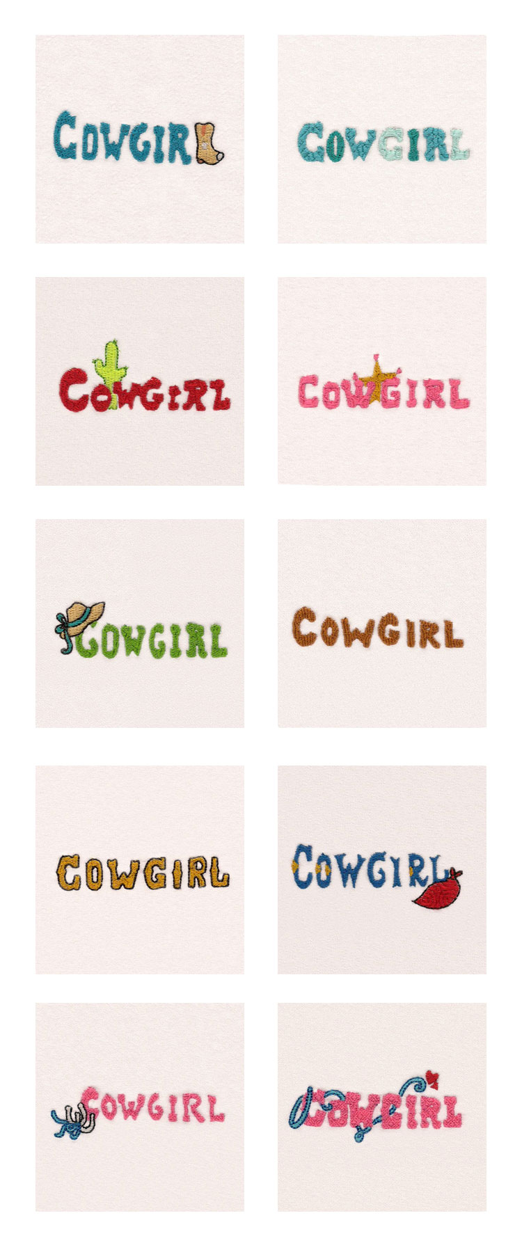 Cowgirl Phrases Embroidery Machine Design Details