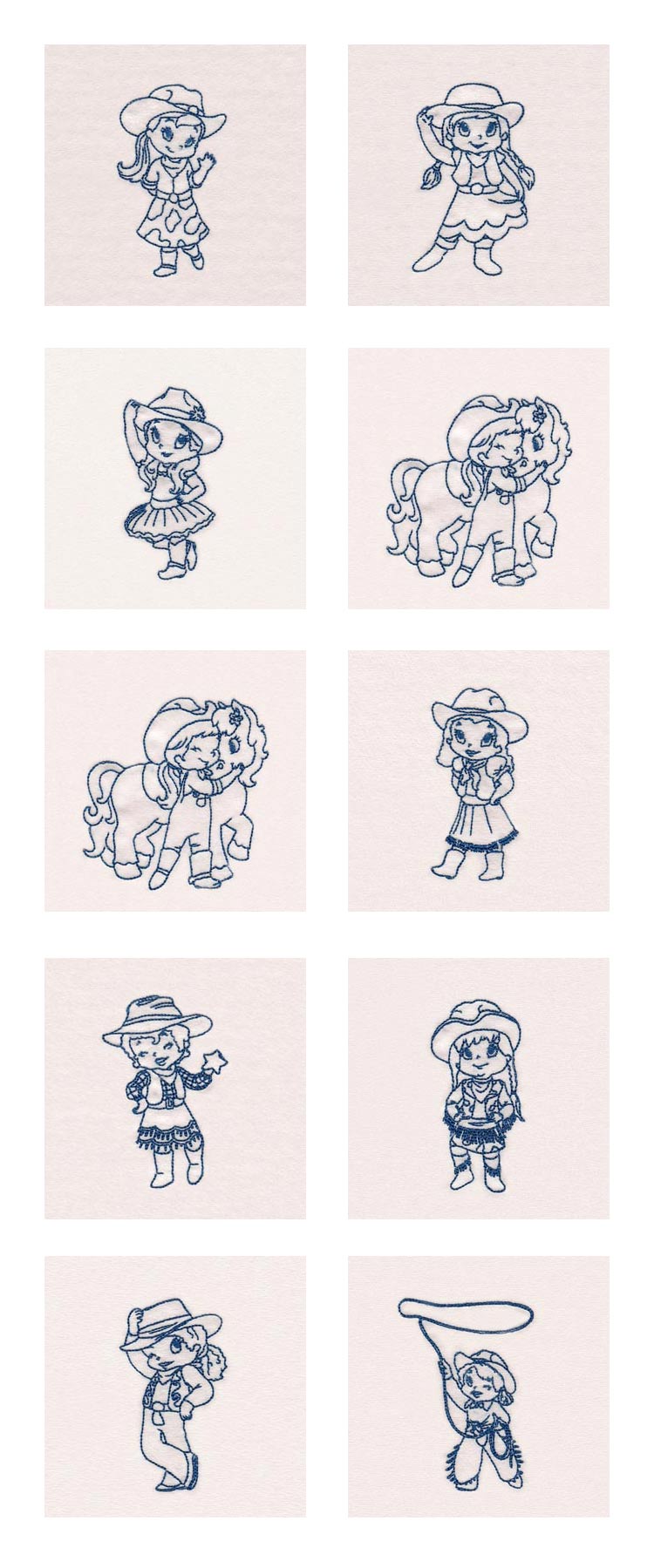 Blueline Cowgirls Embroidery Machine Design Details