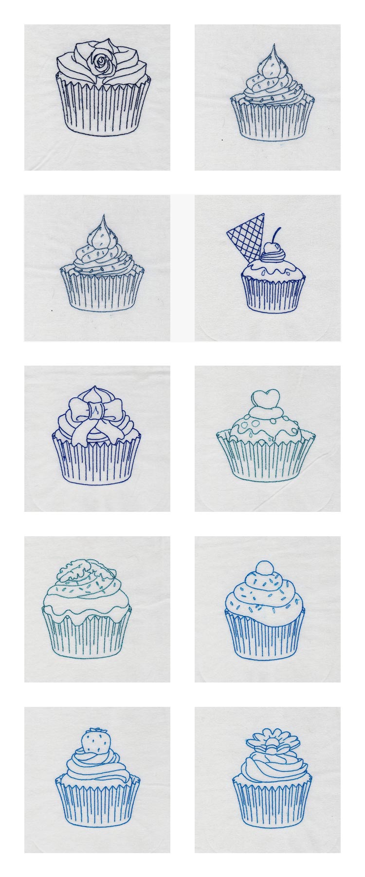 Cupcake Blues Embroidery Machine Design Details