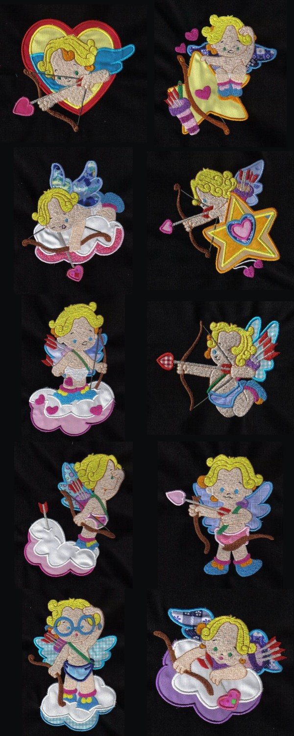 Cupid Applique Embroidery Machine Design Details