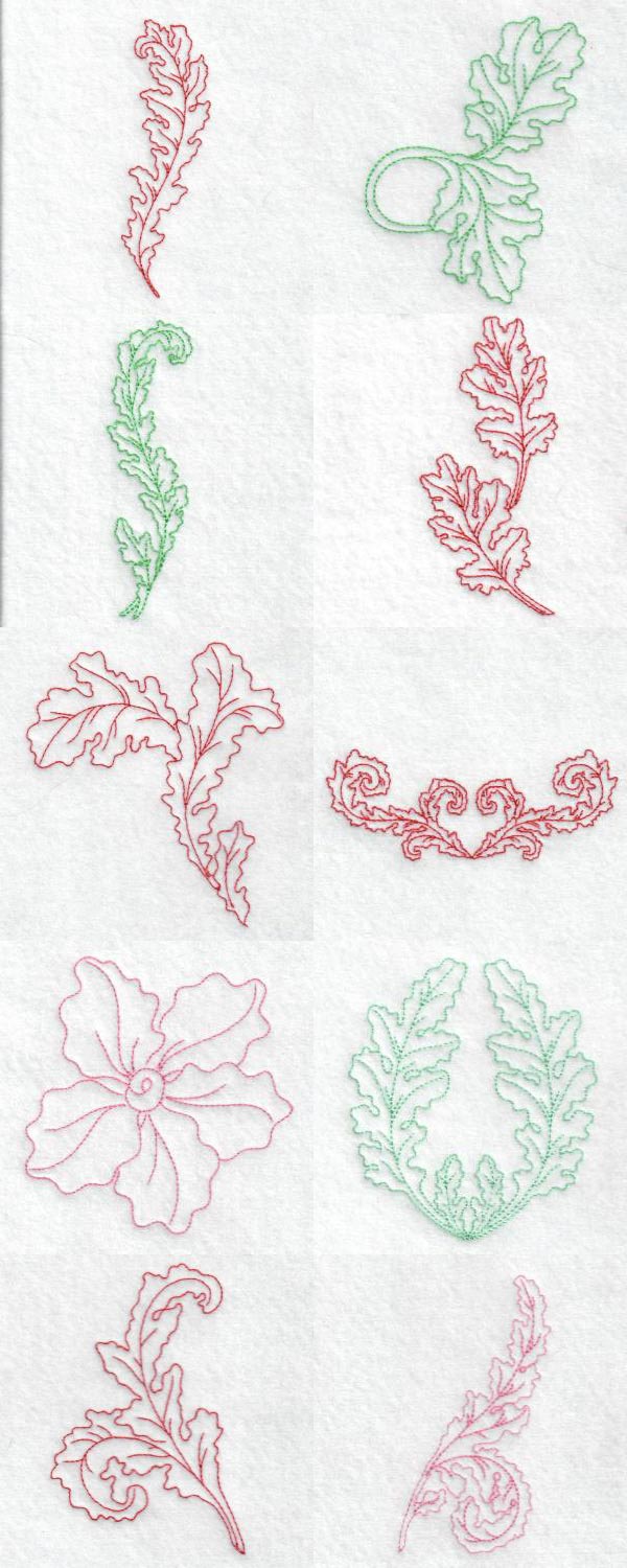 Curly Leaves Embroidery Machine Design Details