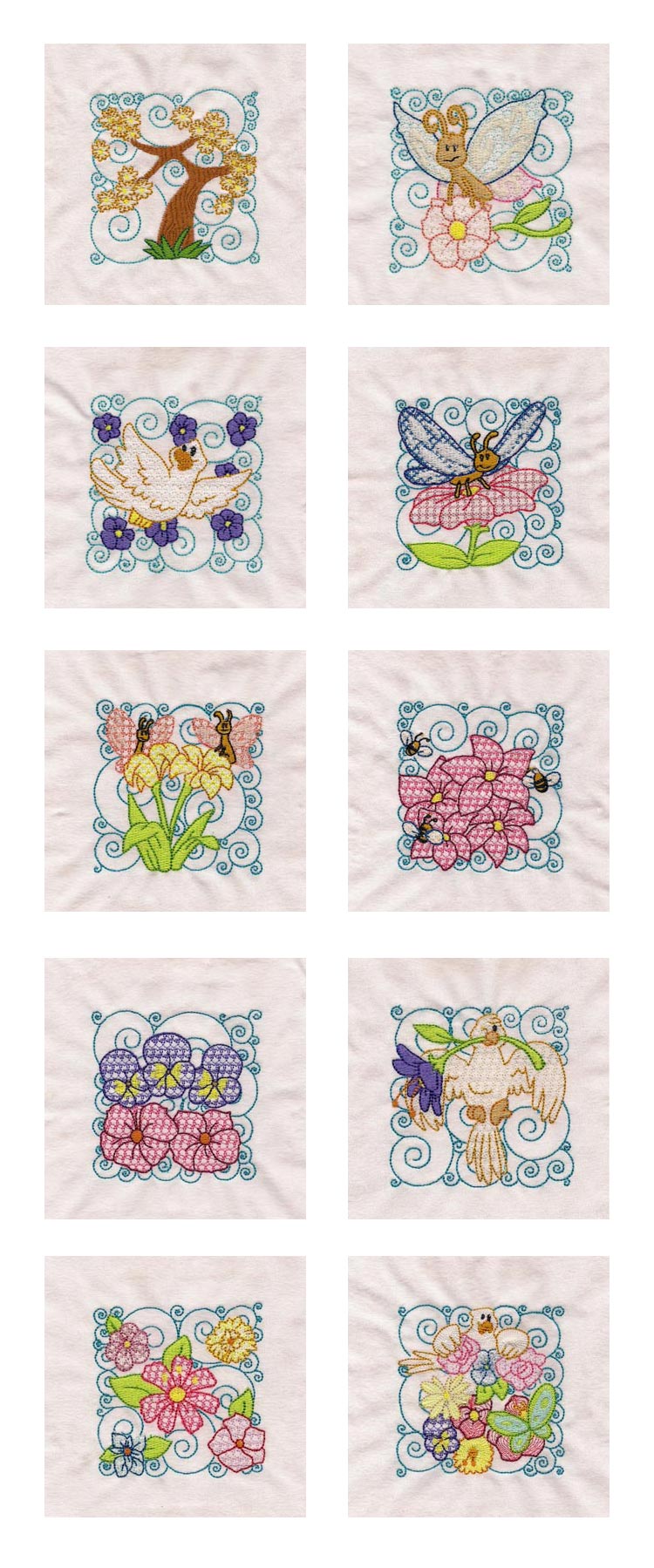 Curly Spring Blocks Embroidery Machine Design Details