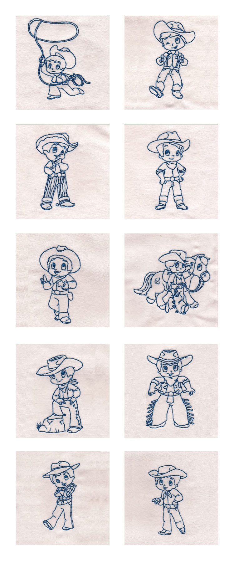 Cute Cowboy Redwork Embroidery Machine Design Details