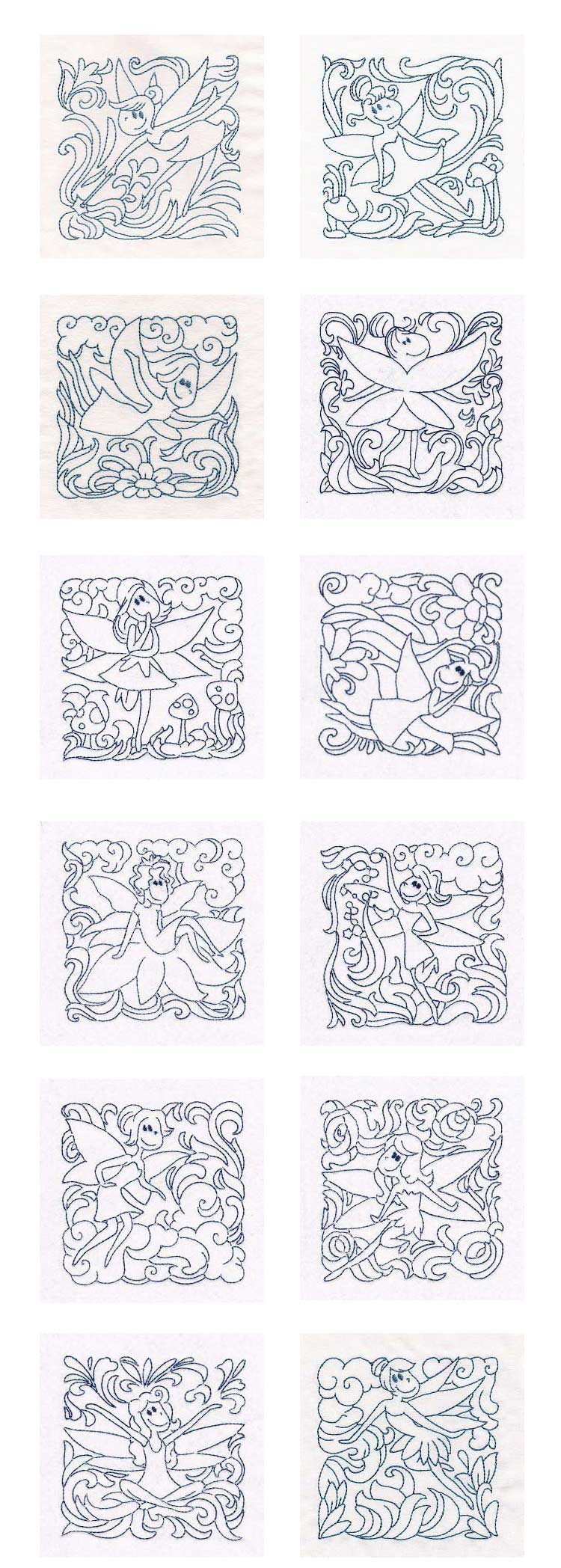 Cute Fairies Quilt Blocks Embroidery Machine Design Details