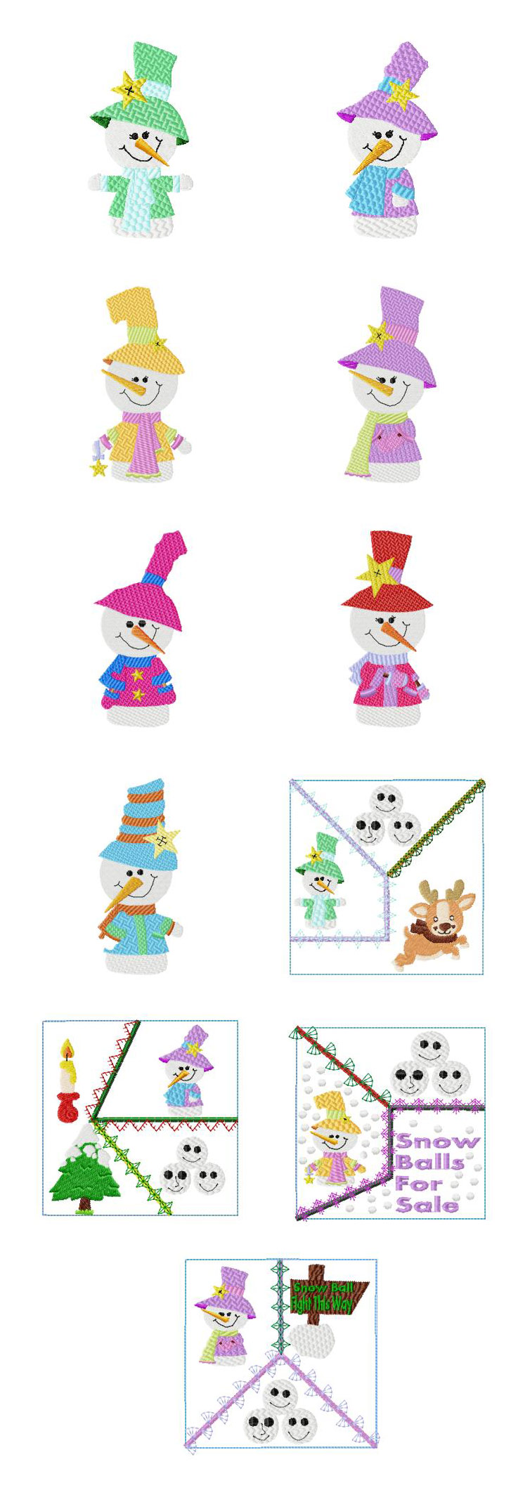 Cute Snowmen Embroidery Machine Design Details