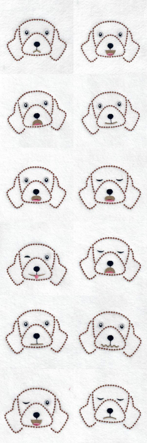 Candlewick Dog Expressions Embroidery Machine Design Details