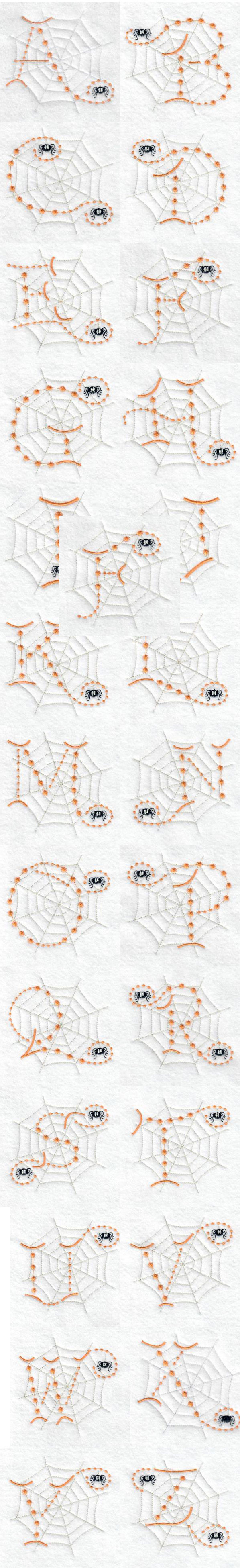 Cute Candlewick Spider Alphabet Embroidery Machine Design Details