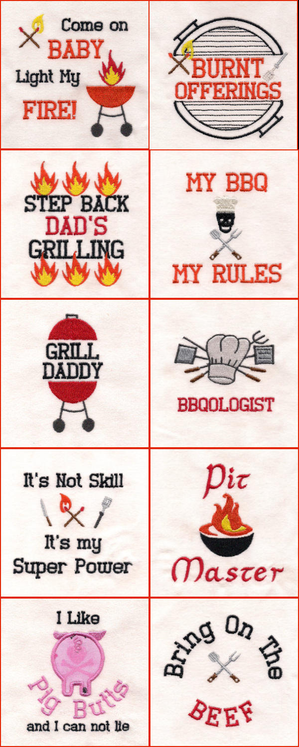 Dads BBQ Embroidery Machine Design Details