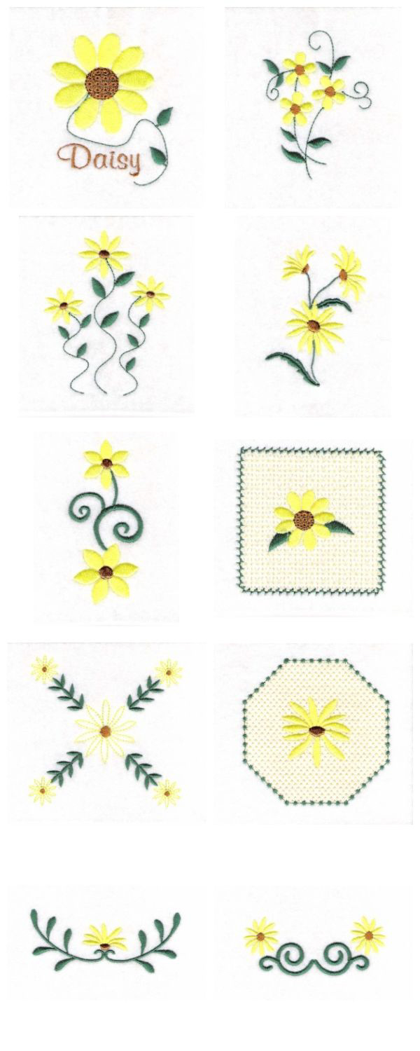 Daisies Embroidery Machine Design Details
