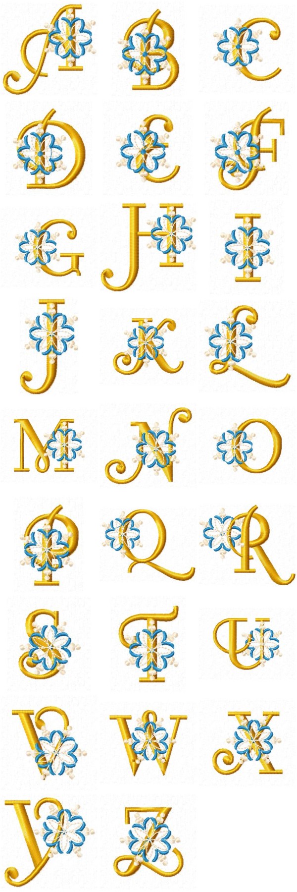 ddcolorfulflakesalphabet machine embroidery contact sheet