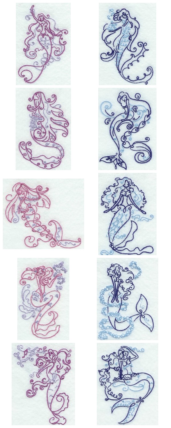 Art Deco Mermaids Embroidery Machine Design Details