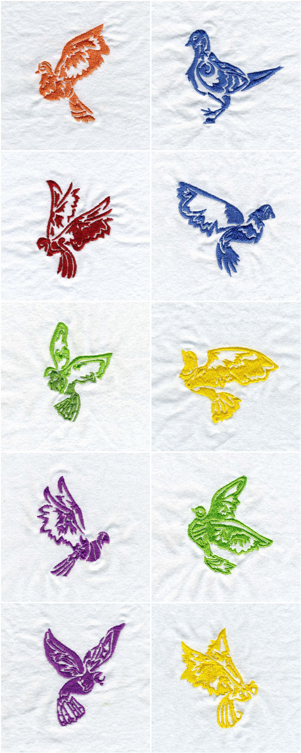 Decorative Doves Embroidery Machine Design Details