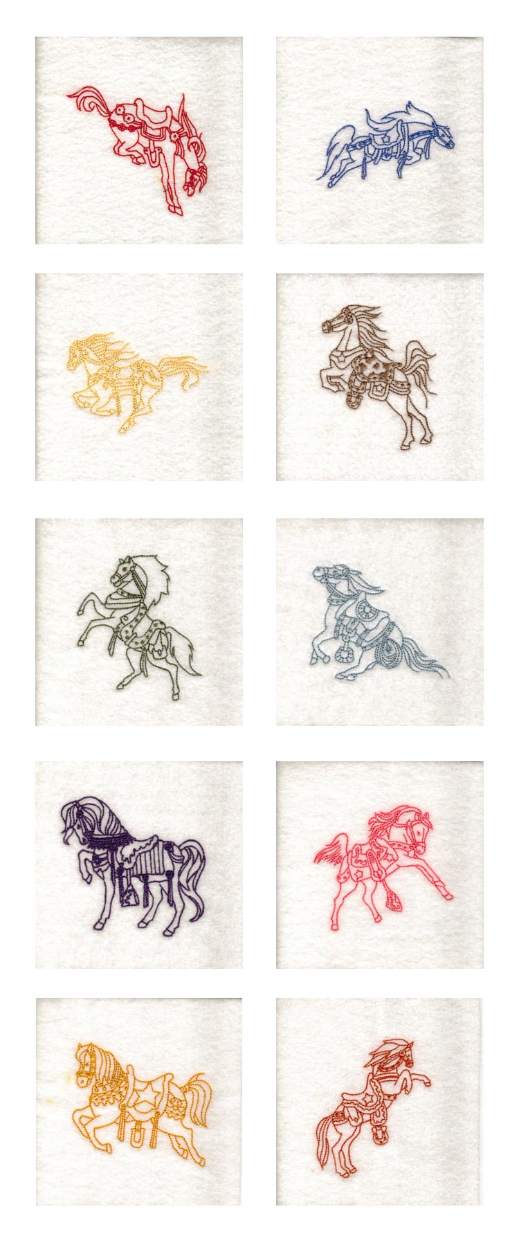 Decorative Redwork Cowboy Horses Embroidery Machine Design Details