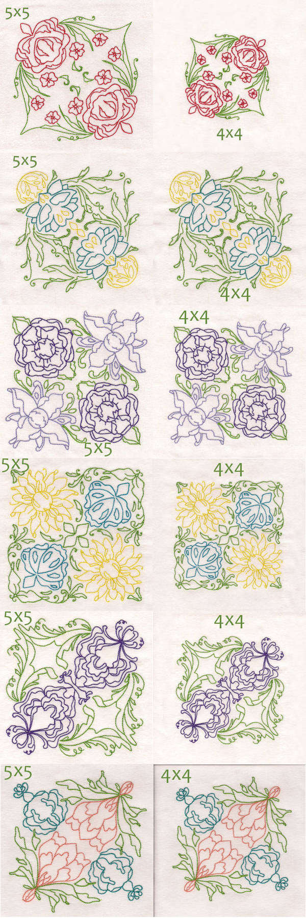Deco Spring Floral Blocks Embroidery Machine Design Details