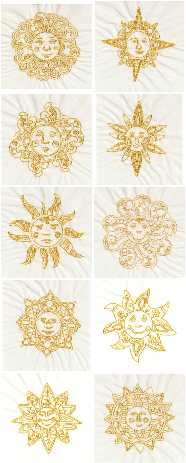 Deco Sun Quilt Blocks Embroidery Machine Design Details