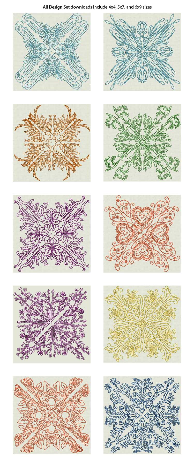 Delicate Quilt Blocks Embroidery Machine Design Details
