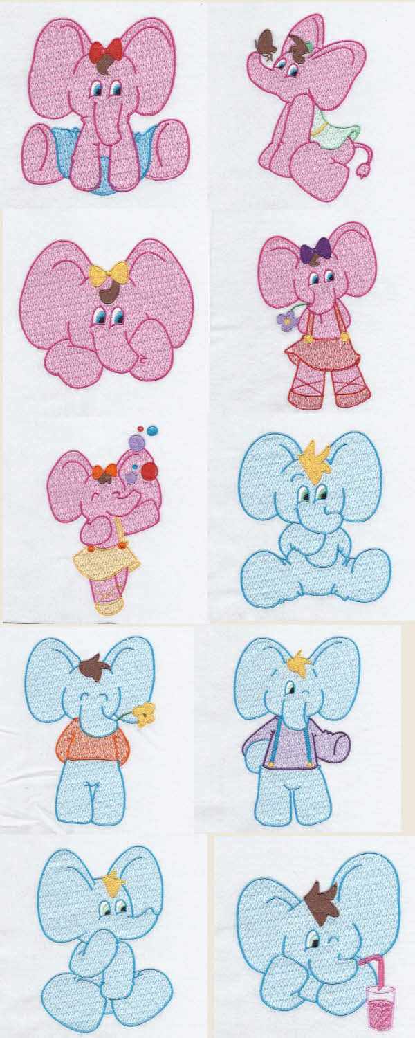Delightful Elephants Embroidery Machine Design Details