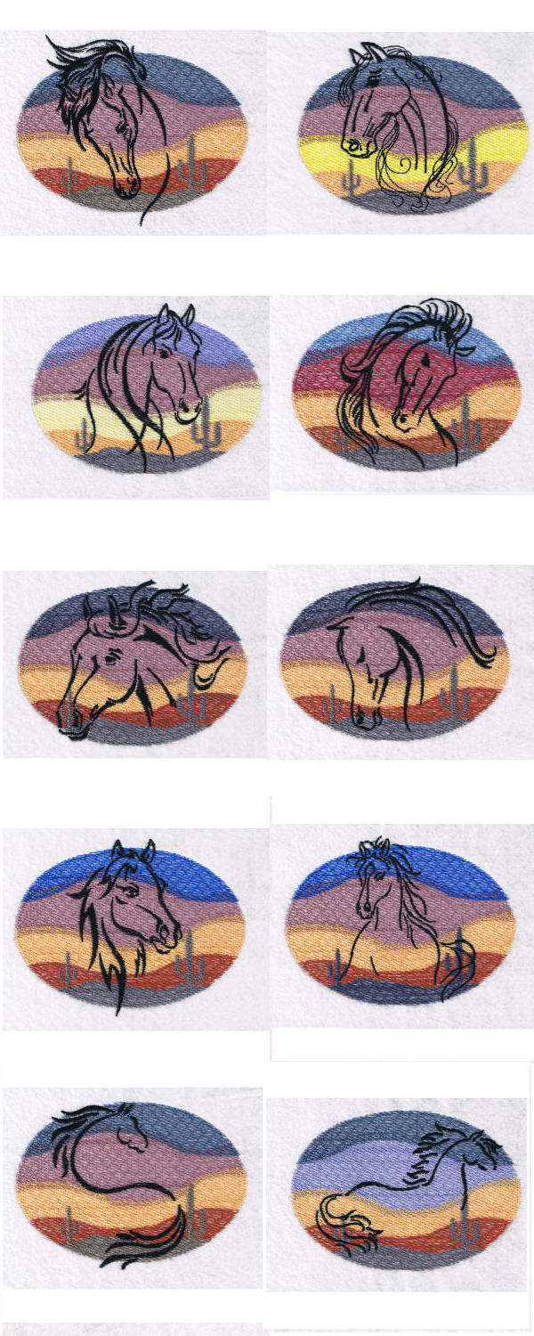 Desert Horses Embroidery Machine Design Details