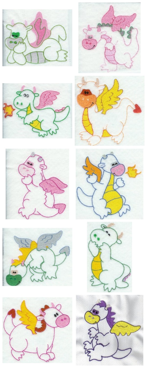 Partial Filled Dinos Embroidery Machine Design Details
