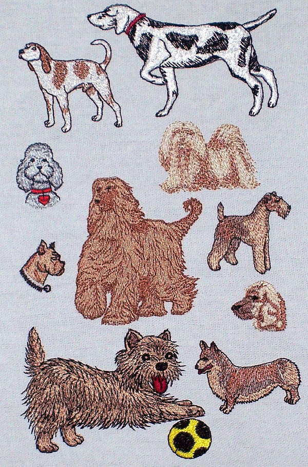 Dogs Embroidery Machine Design Details