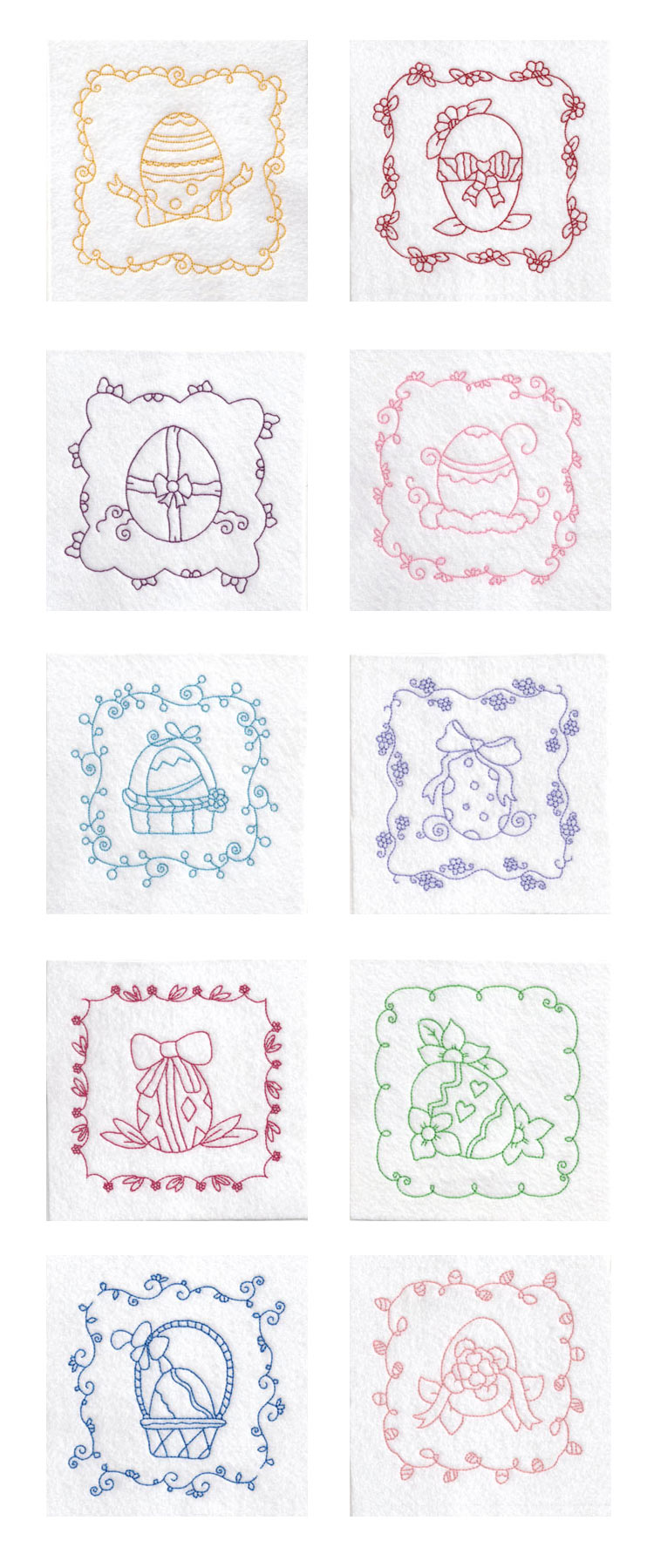 Easter Redwork Quilt Blocks Embroidery Machine Design Details