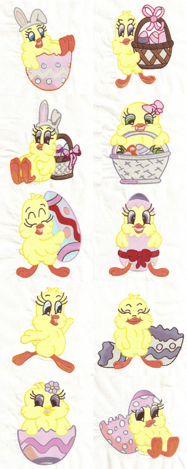 Easter Time Chicks Embroidery Machine Design Details