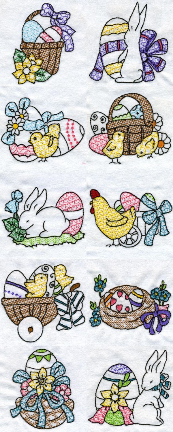 Easter Fun Time Line Art Embroidery Machine Design Details