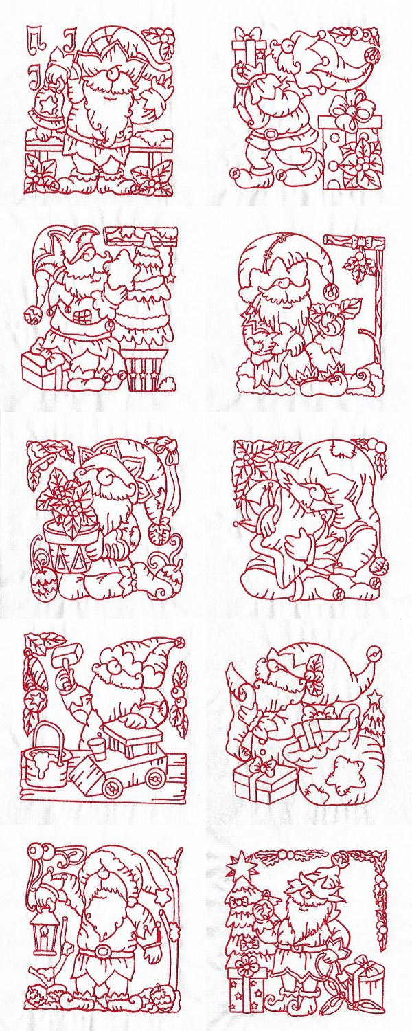 Elf Blocks Embroidery Machine Design Details