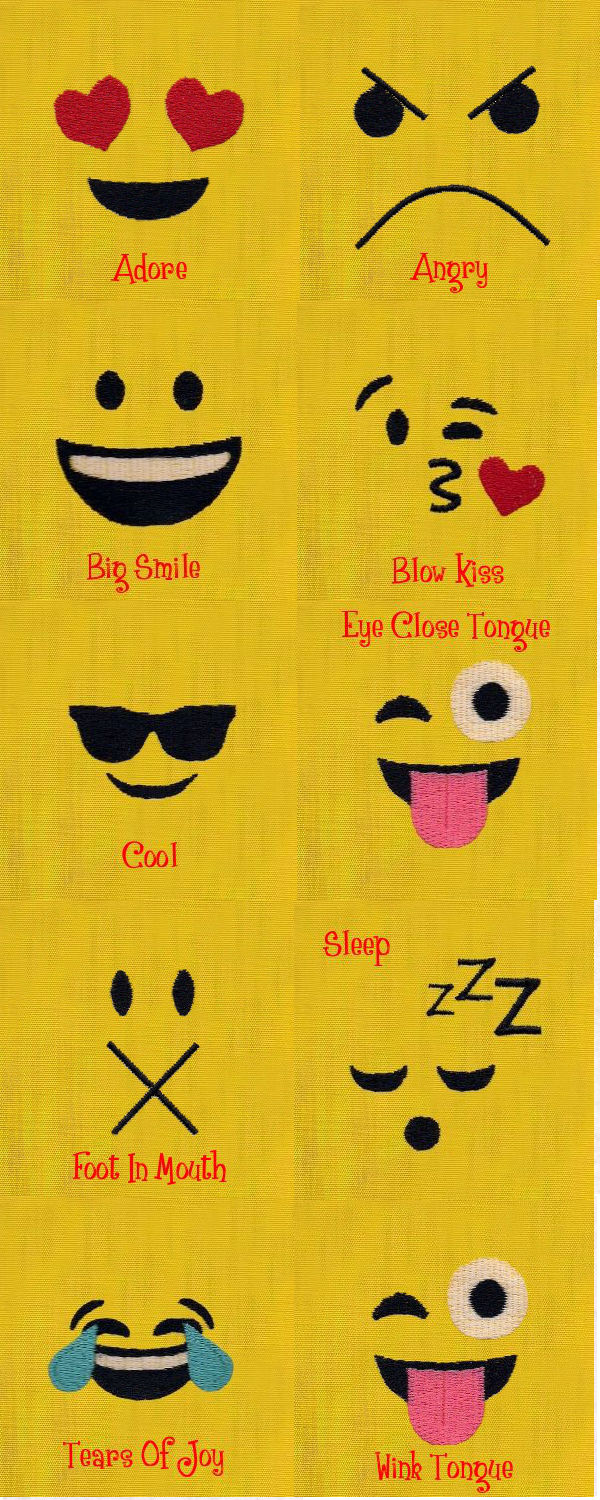 Emoji Faces Embroidery Machine Design Details