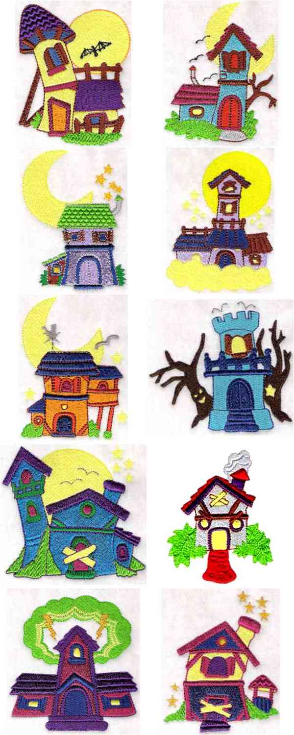 Enchanted Houses Embroidery Machine Design Details