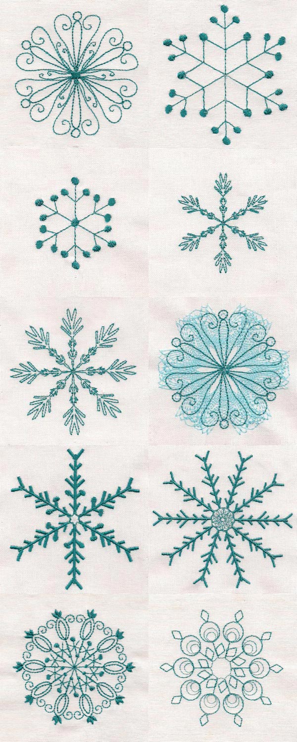 Falling Snowflakes Embroidery Machine Design Details