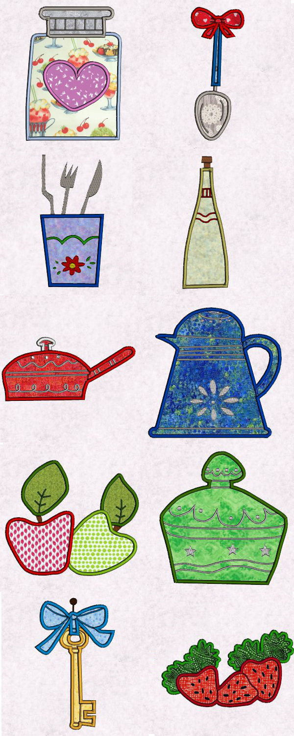 Fancy Kitchen Applique Embroidery Machine Design Details