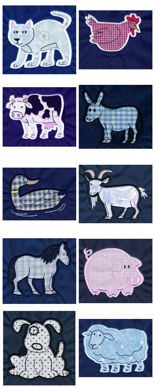 Farm Animal Applique Embroidery Machine Design Details
