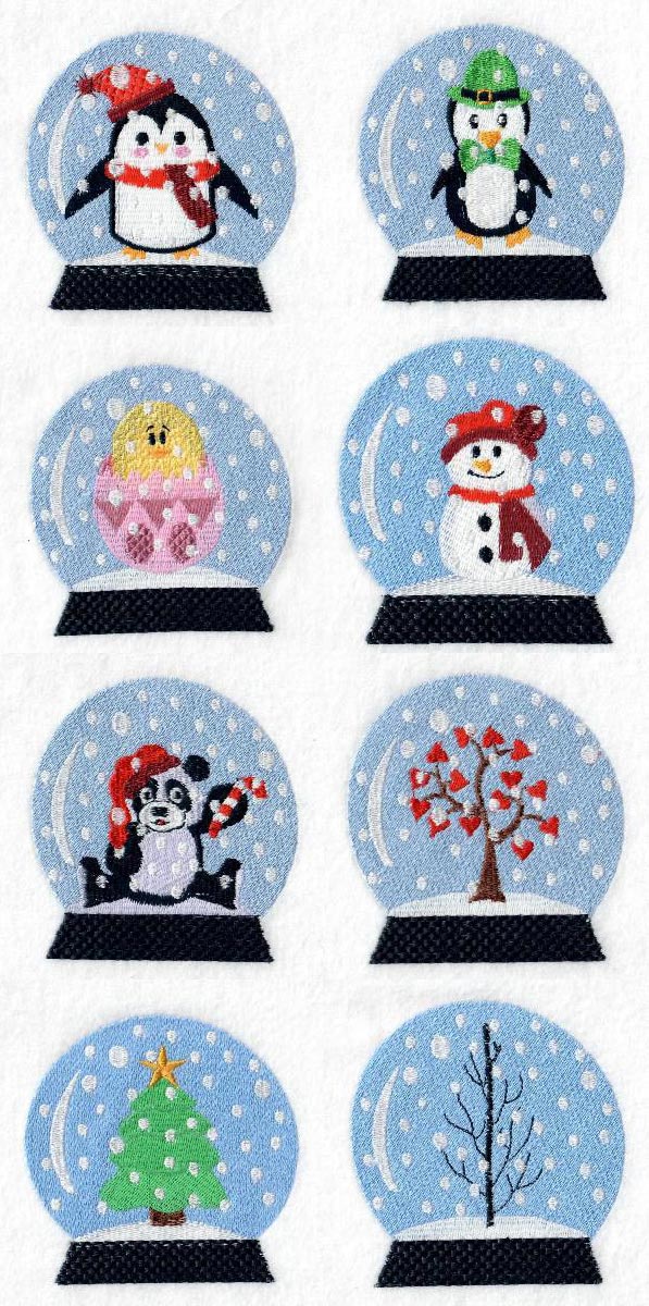 Festive Snow Globes Embroidery Machine Design Details
