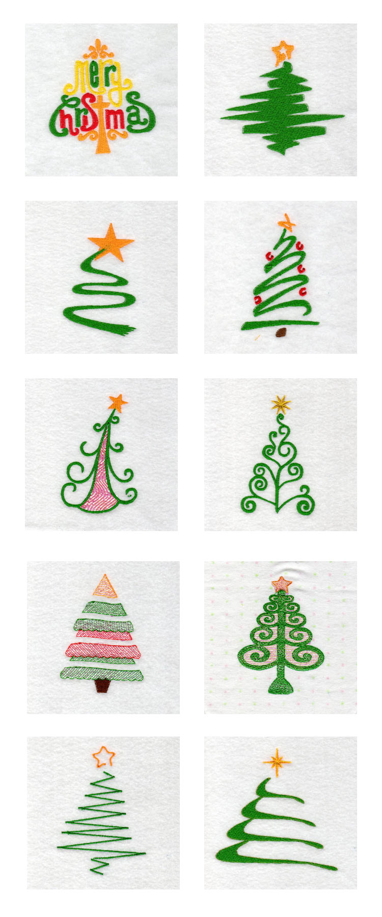 Festive Christmas Trees Embroidery Machine Design Details