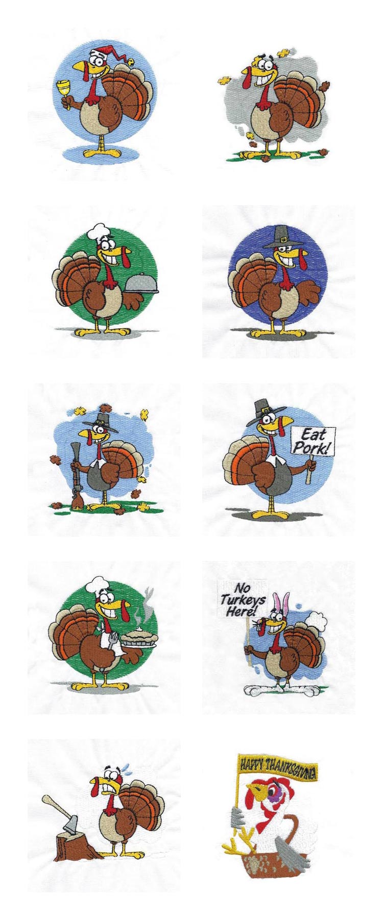 Festive Turkeys Embroidery Machine Design Details